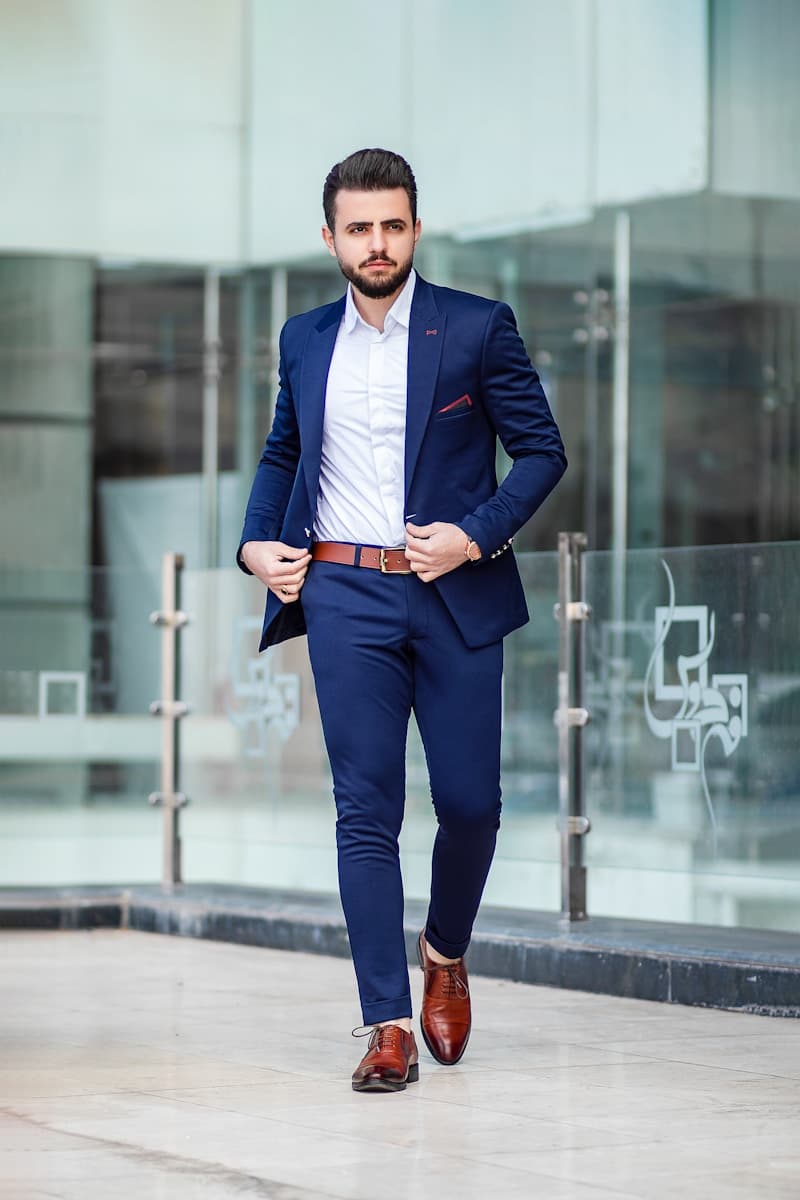 Navy Blue Silk Nehru Jacket
